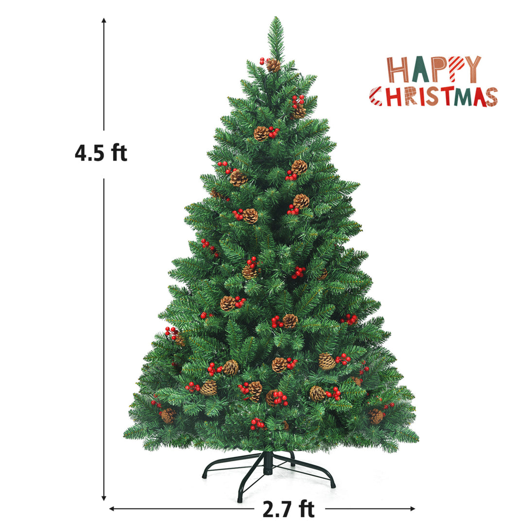 4.5FT Pre-Lit Christmas Tree Hinged Artificial Tree Indoor w/ LED Lights Image 2