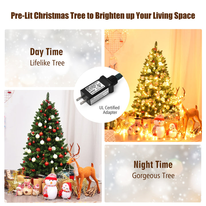 4.5FT Pre-Lit Christmas Tree Hinged Artificial Tree Indoor w/ LED Lights Image 8