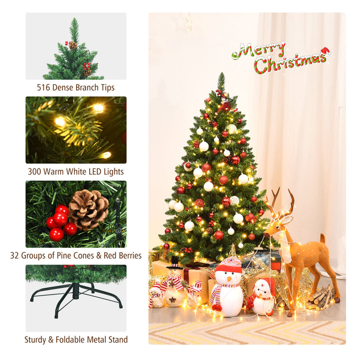 4.5FT Pre-Lit Christmas Tree Hinged Artificial Tree Indoor w/ LED Lights Image 10