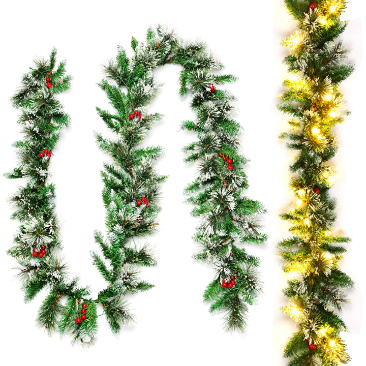 9FT Pre-lit Christmas Decoration Garland Rattan w/ LED Lights Timer Image 4