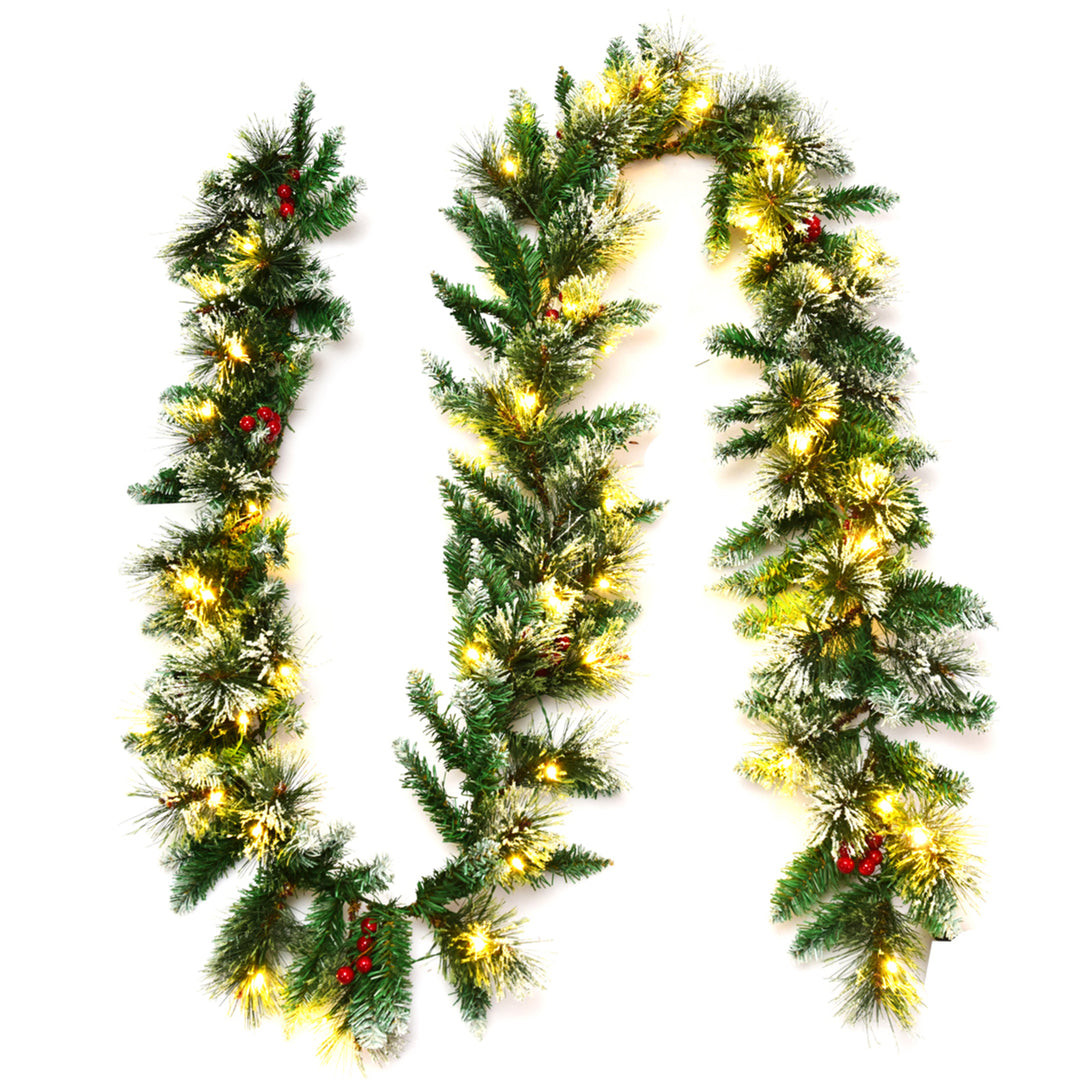 9FT Pre-lit Christmas Decoration Garland Rattan w/ LED Lights Timer Image 5