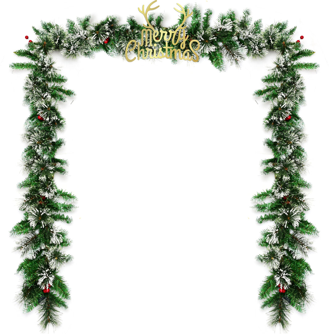 9FT Pre-lit Christmas Decoration Garland Rattan w/ LED Lights Timer Image 6