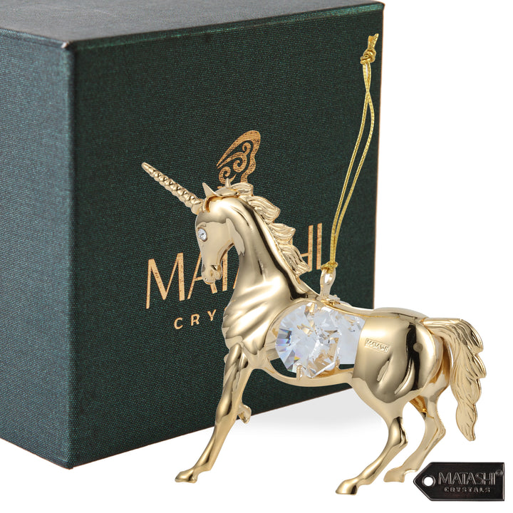 Matashi 24K Gold Plated Crystal Studded Unicorn Ornament Image 2