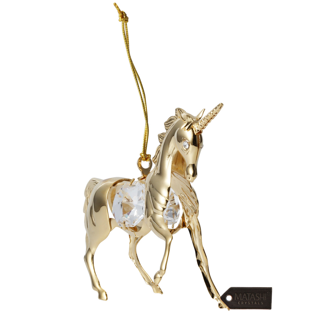 Matashi 24K Gold Plated Crystal Studded Unicorn Ornament Image 4