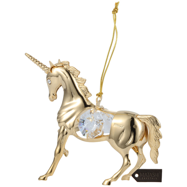 Matashi 24K Gold Plated Crystal Studded Unicorn Ornament Image 5