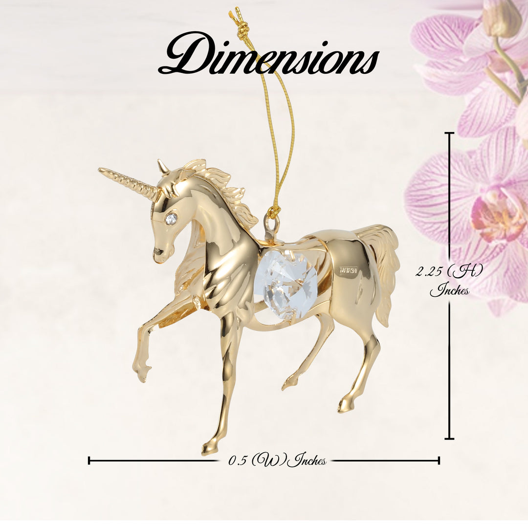 Matashi 24K Gold Plated Crystal Studded Unicorn Ornament Image 6