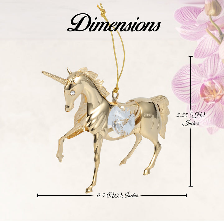 Matashi 24K Gold Plated Crystal Studded Unicorn Ornament Image 6