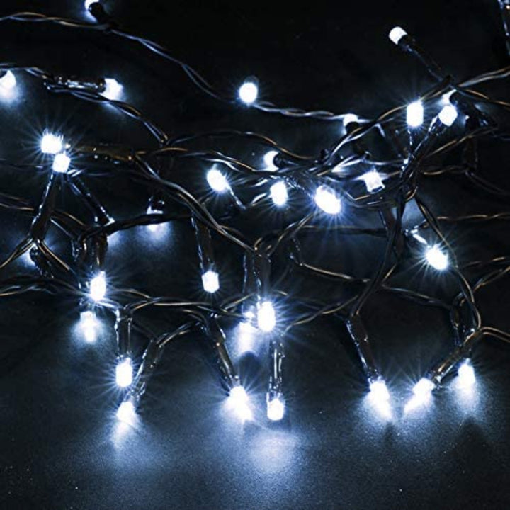 Solar Powered 100 LED Outdoor String Lights Cool White 48ft Remote Solar Panel Image 4