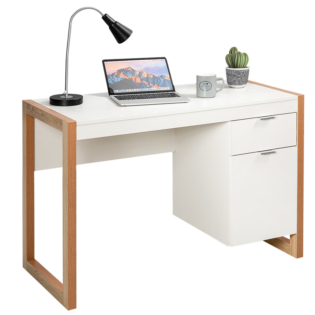 Modern Computer Desk Workstation Desk Home Office w/ Storage Cabinet Image 1