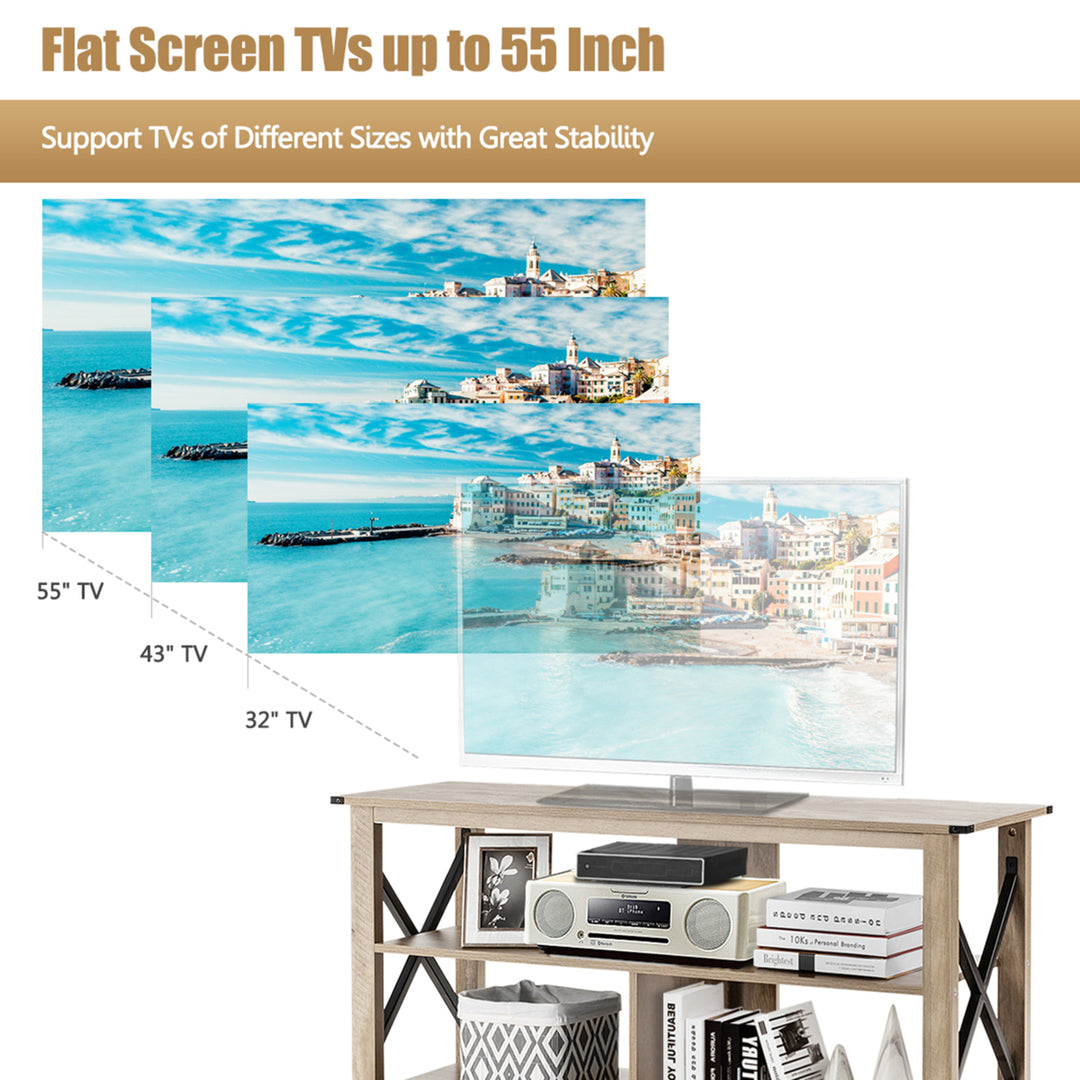 3-Tier TV Stand Entertainment Center for TVs up to 55 w/ Open Shelves Image 4