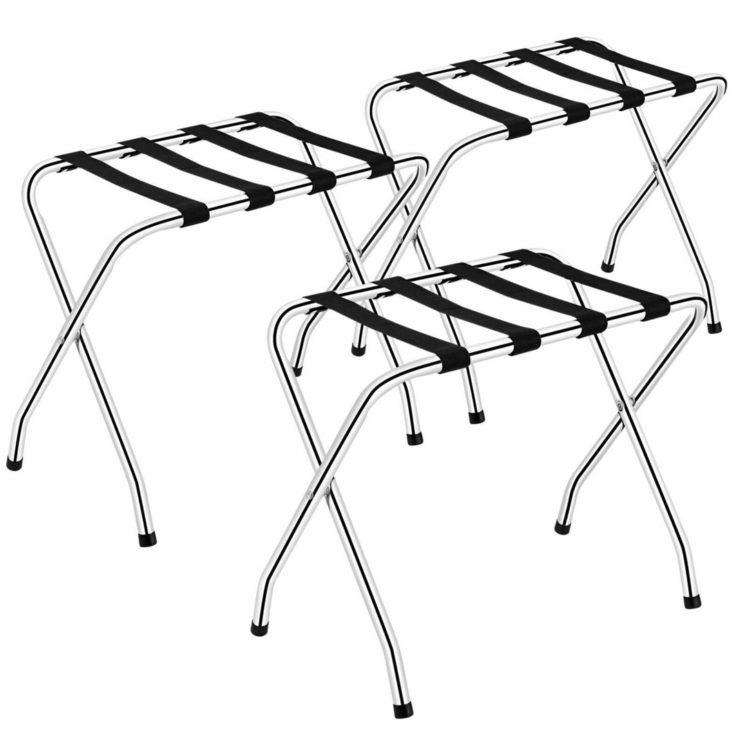 Folding Luggage Rack Chromed Metal Suitcase Holder Shelf for Home Hotel Image 4