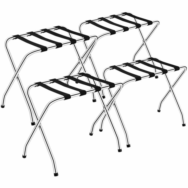 Folding Luggage Rack Chromed Metal Suitcase Holder Shelf for Home Hotel Image 3