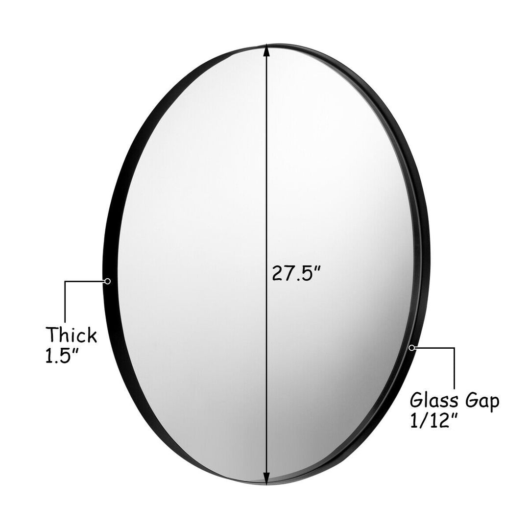 27.5 Modern Metal Wall-Mounted Round Mirror for Bathroom Entryway Black Image 2