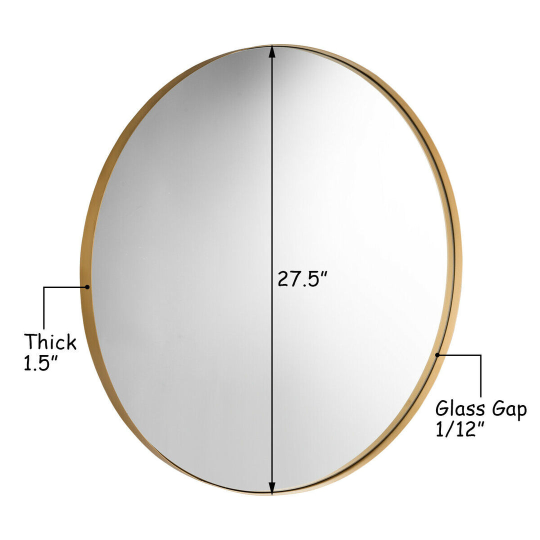 27.5 Modern Metal Wall-Mounted Round Mirror for Bathroom Entryway Gold Image 2