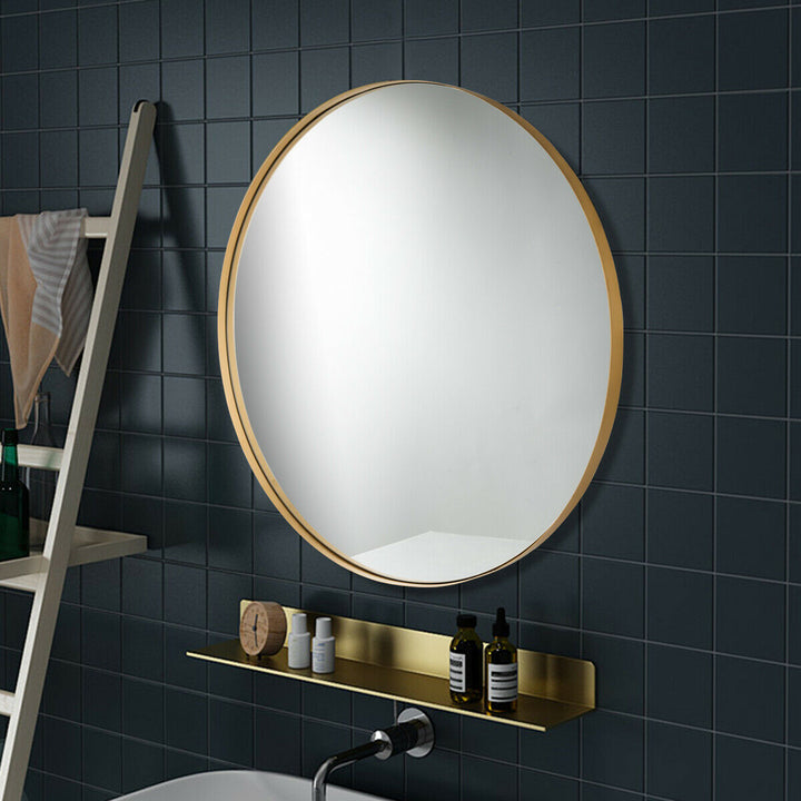 27.5 Modern Metal Wall-Mounted Round Mirror for Bathroom Entryway Gold Image 5