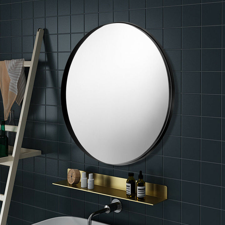 27.5 Modern Metal Wall-Mounted Round Mirror for Bathroom Entryway Black Image 7