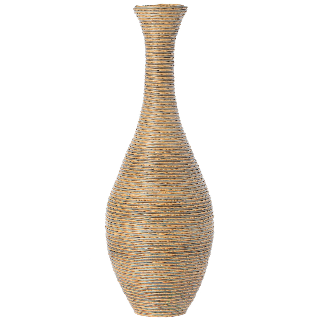 38-inch Tall Artificial Rattan Floor Vase in Elegant Beige - Statement Piece for Living Room Decor, Entryway, or Hallway Image 3