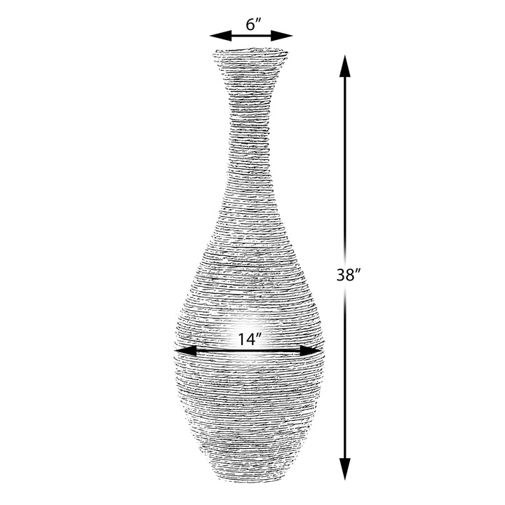 38-inch Tall Artificial Rattan Floor Vase in Elegant Beige - Statement Piece for Living Room Decor, Entryway, or Hallway Image 4