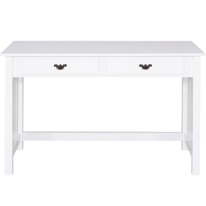 Writing Desk with Drawers and Removable Hutch Solid Wood Legs Concise Style Image 5