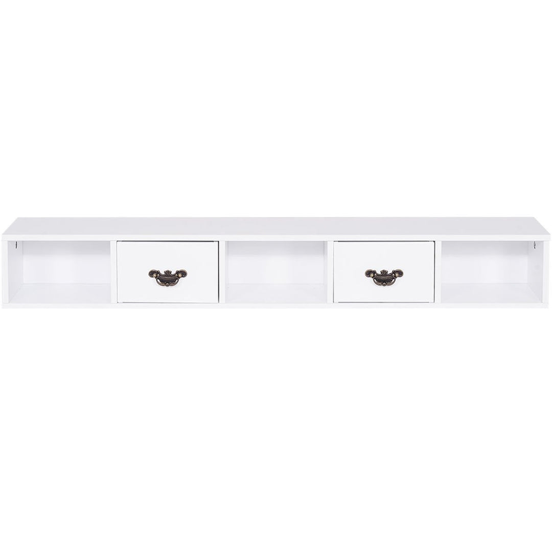 Writing Desk with Drawers and Removable Hutch Solid Wood Legs Concise Style Image 6