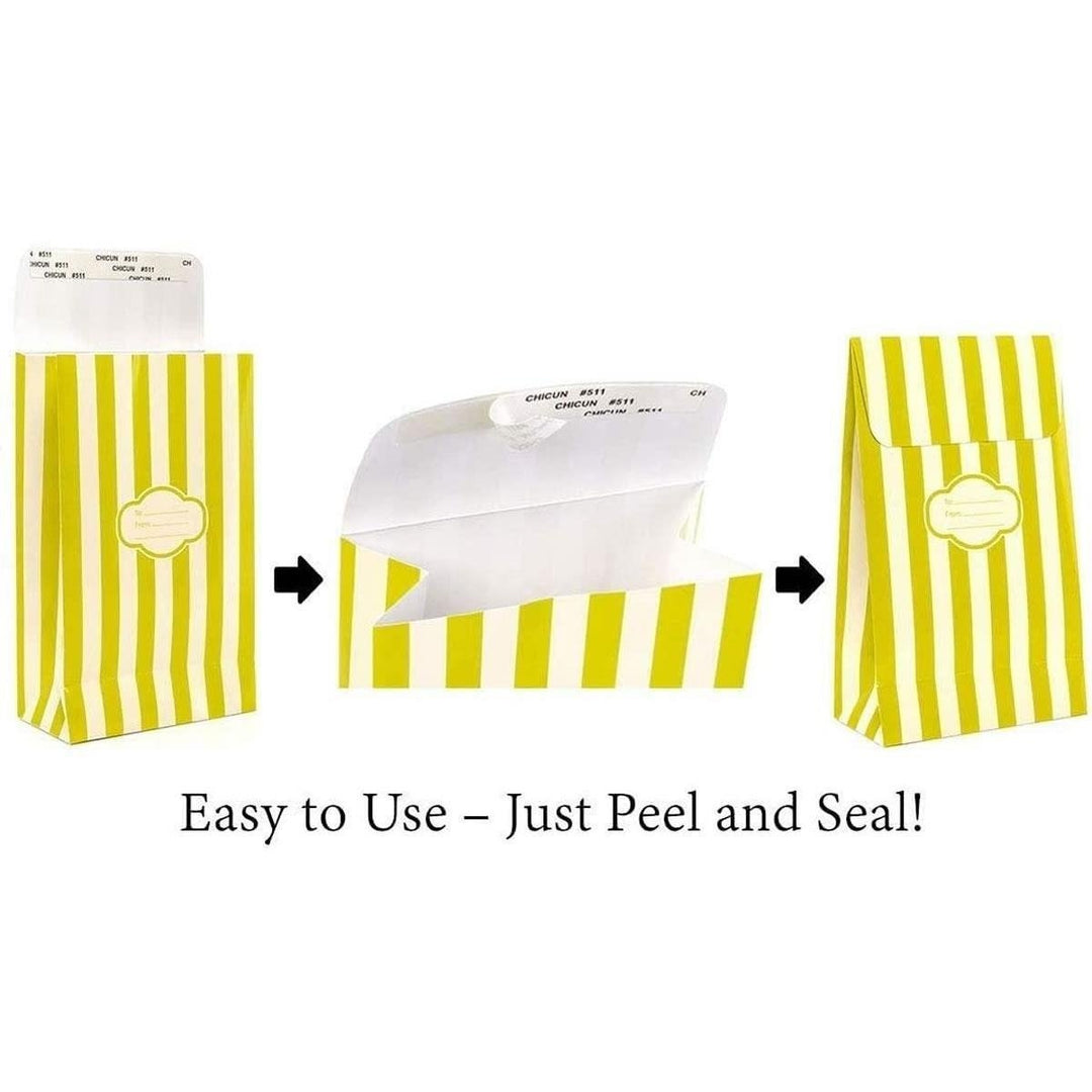 Pressie Pouch Peel and Seal Green Stripe Gift Wrap Bags Medium 12pk Image 2