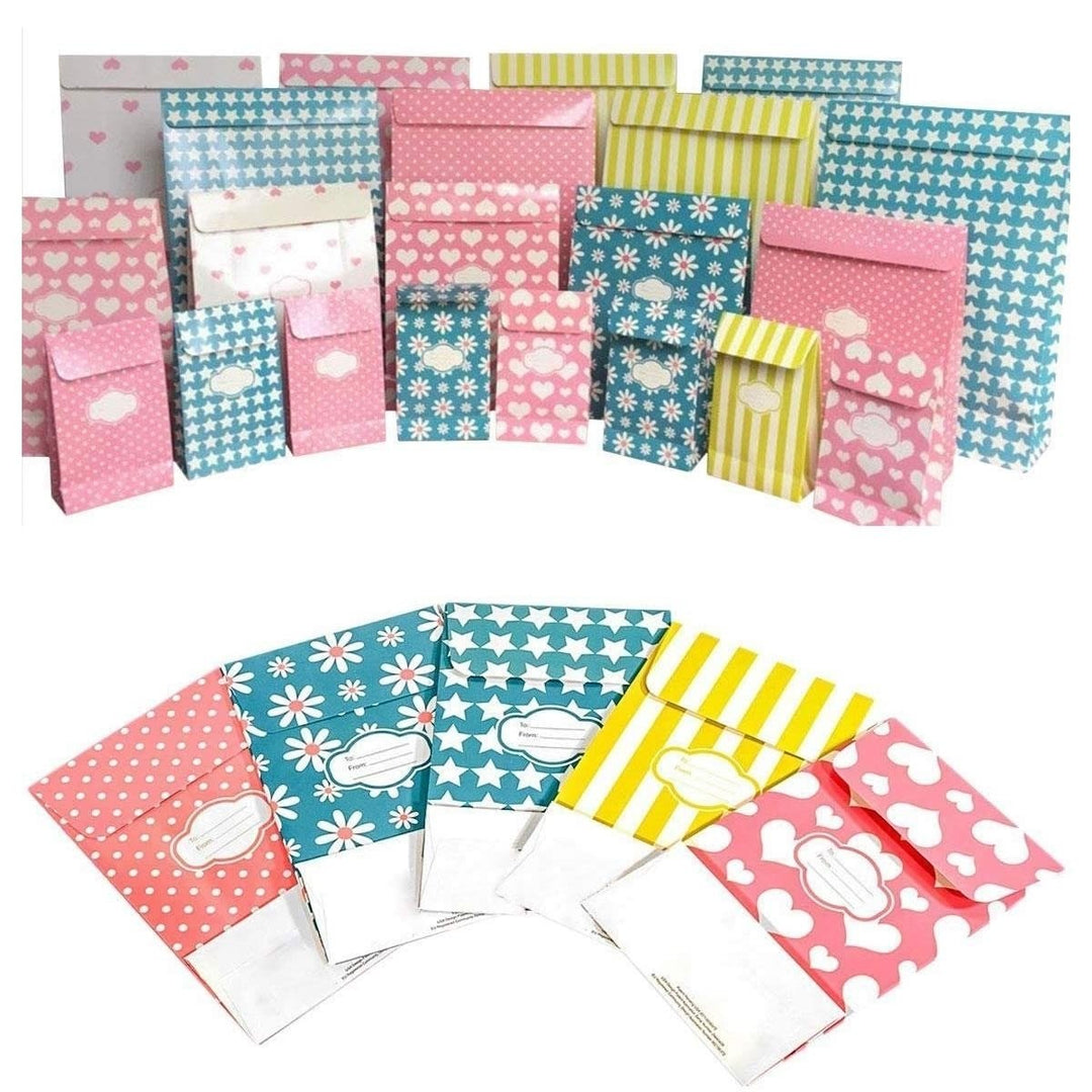 Pressie Pouch Small Gift Bags Pink Hearts 12pk Peel and Seal No-Wrap Present Image 5