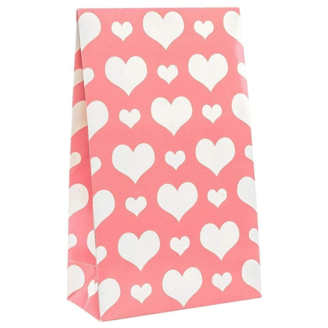 Pressie Pouch Gift Bag Medium Pink Hearts 12pk Peel and Seal No Wrap Present Image 2