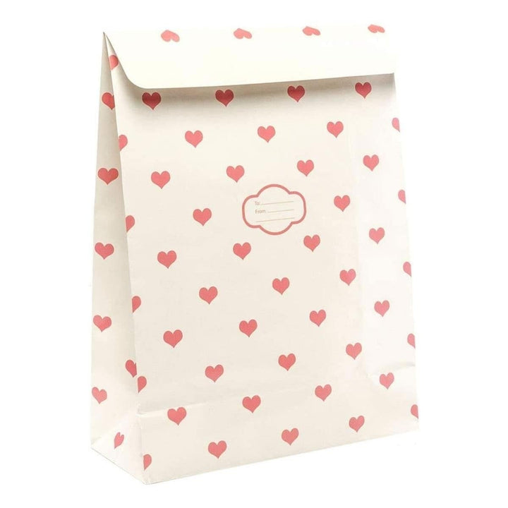 Pressie Pouch Cream Hearts Gift Bag 12pk Small Peel and Seal No-Wrap Present Image 1