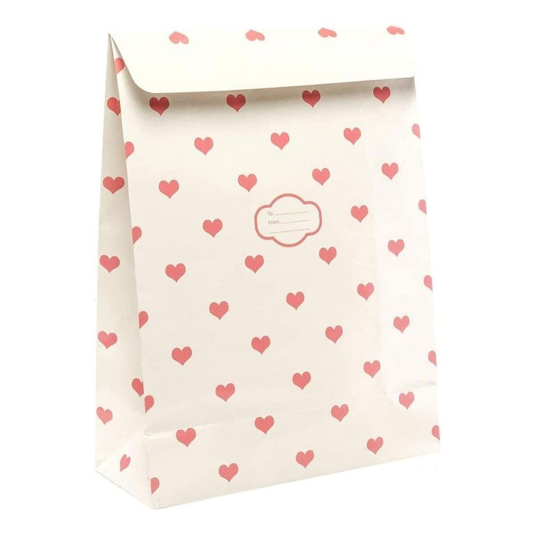 Pressie Pouch Peel and Seal Gift Bag Cream Hearts Medium 12pk Wrapping Solution Image 1