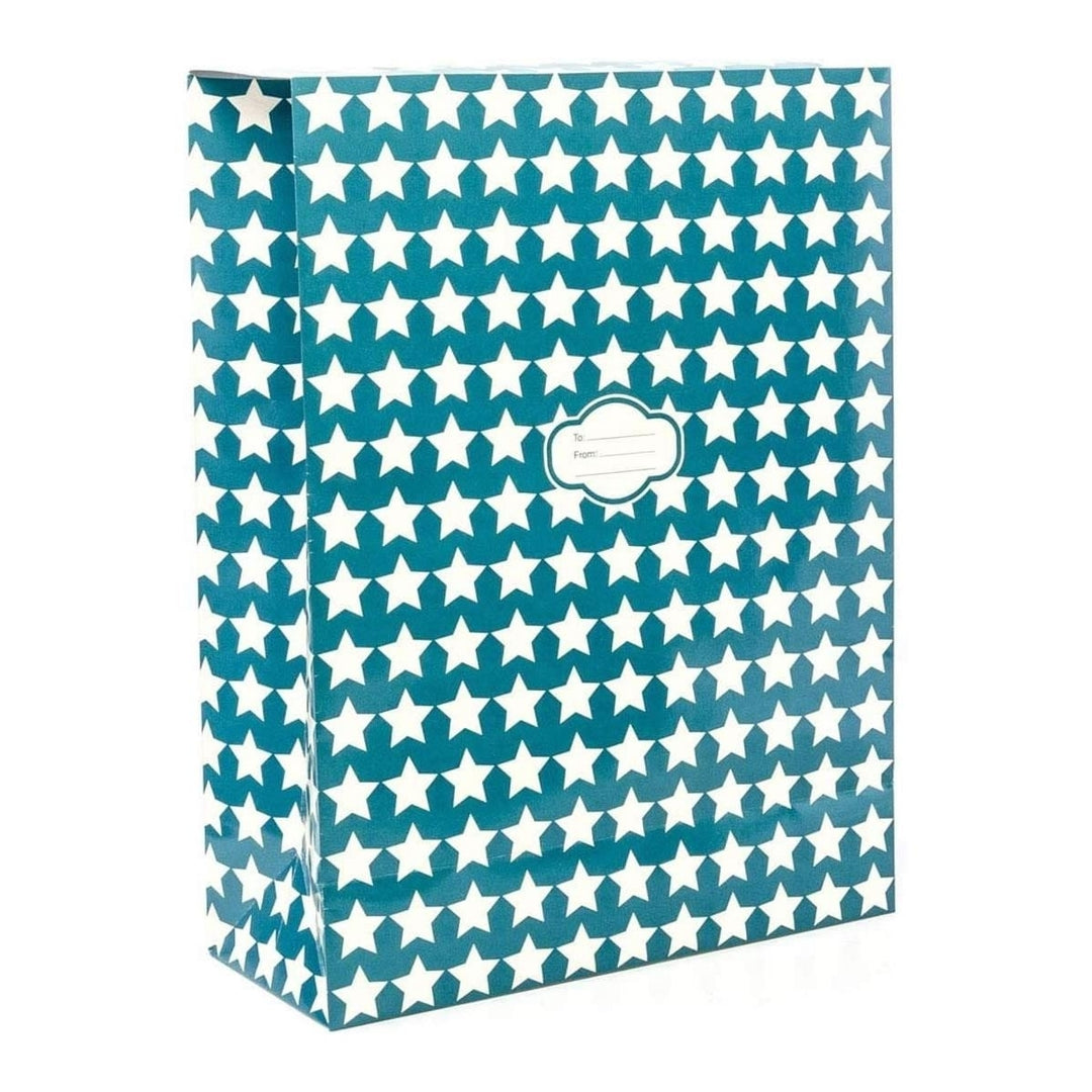 Pressie Pouch Blue Stars Gift Bags 12pk Medium Peel and Seal No Wrap Present Image 1