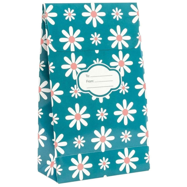 Pressie Pouch Medium Blue Daisy Flower Gift Bags 12 Pack Peel and Seal Image 1