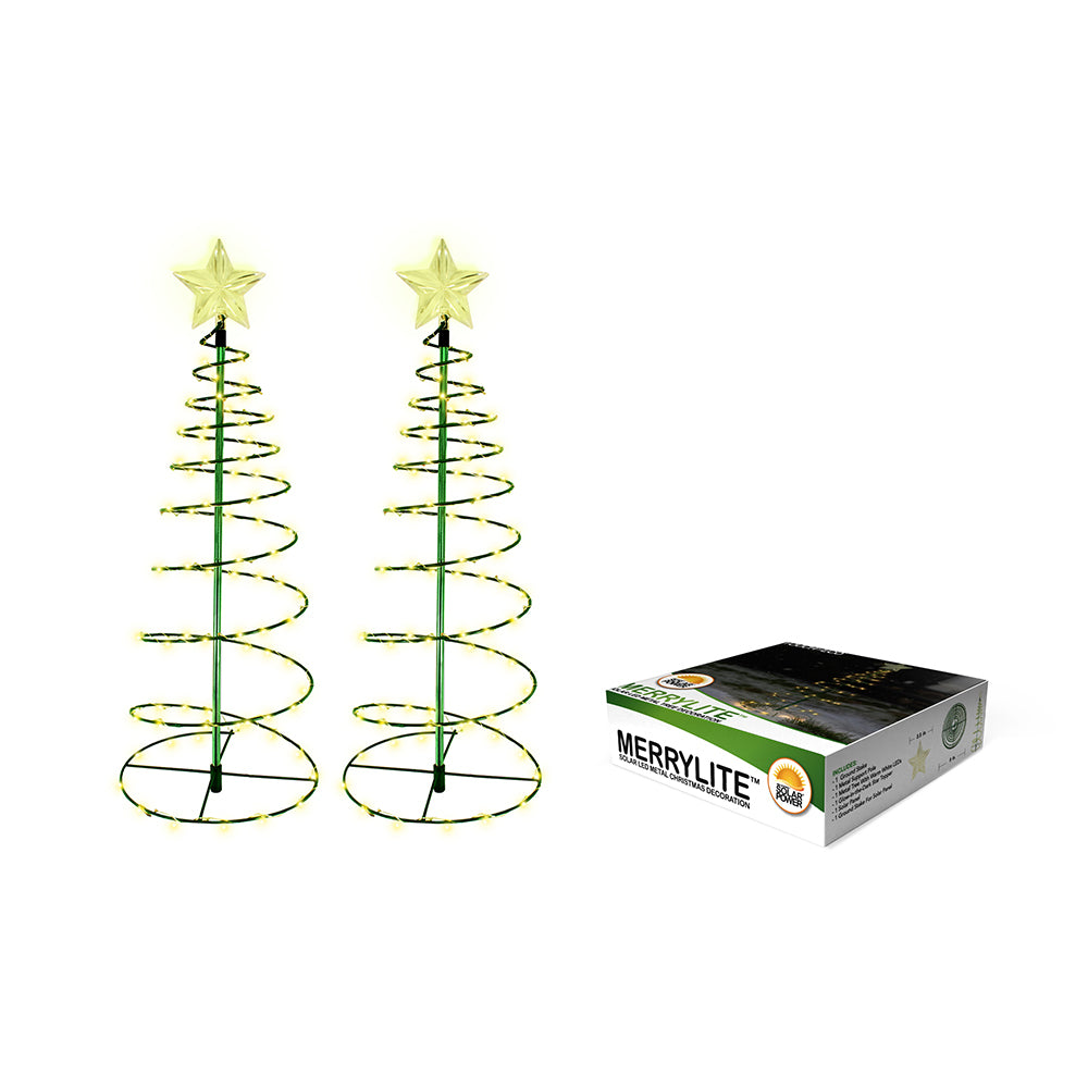 MERRYLITES Solar LED Christmas Tree Warm White Weather Resistant Steel Frame Image 5