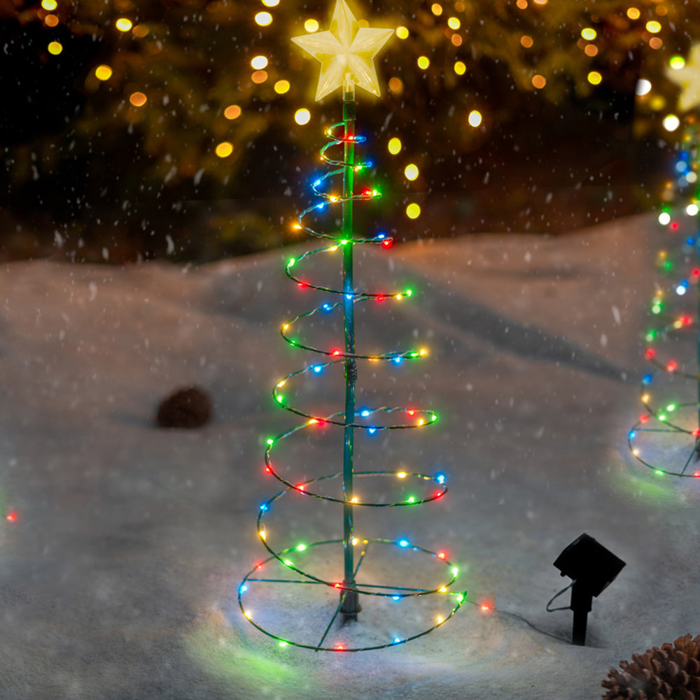 MERRYLITES Solar LED Christmas Tree Warm White Weather Resistant Steel Frame Image 7