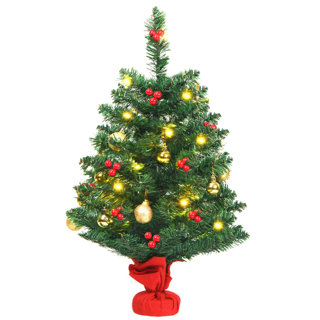 24 Pre-Lit Tabletop Christmas Tree PVC Ornaments Lights Image 1