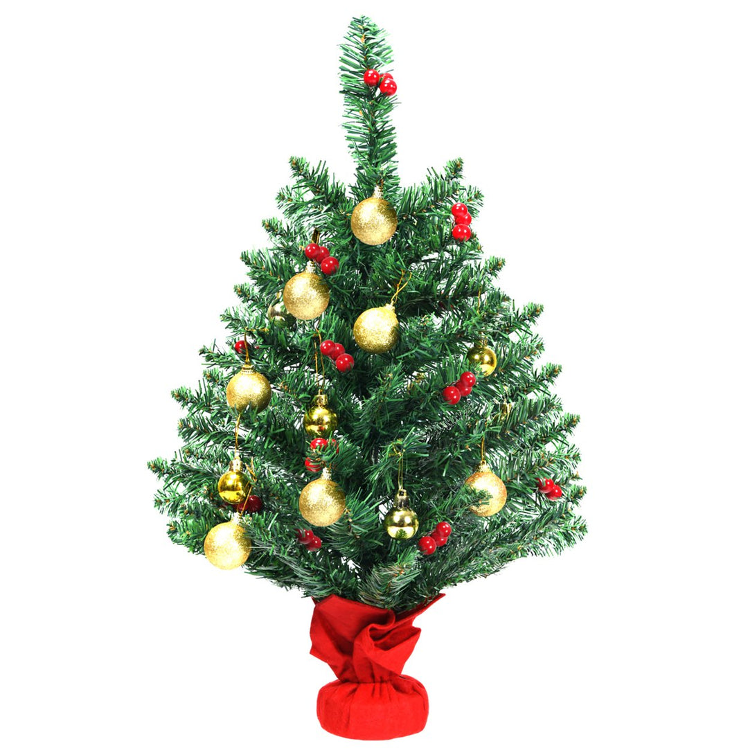 24 Pre-Lit Tabletop Christmas Tree PVC Ornaments Lights Image 10