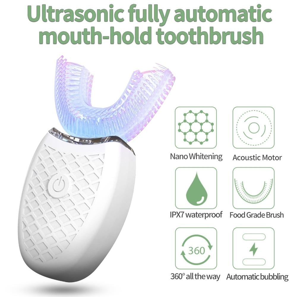 Automatic Blue Light Whitening Silicone Toothbrush 360 Degree USB Rechargeable Teeth Cleaner Image 3