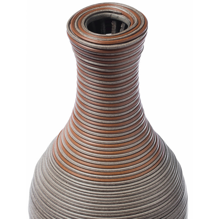 27-inch Tall Standing Designer Floor Vase - Durable Artificial Rattan - Elegant Two-Tone Brown Finish - Ideal Decor Image 6