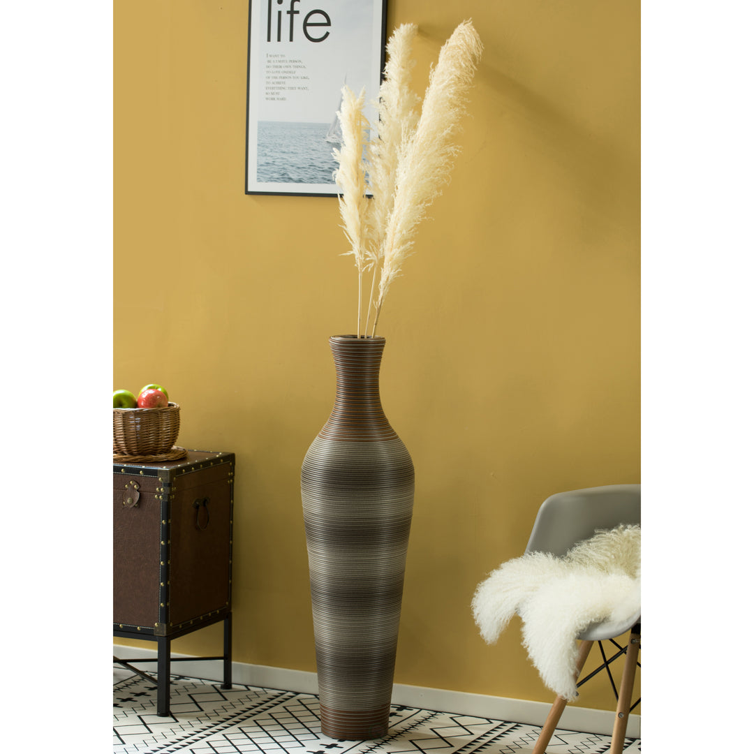 39 Inch Brown PVC Floor Vase Tall Freestanding Flower Holder Decorative Accent Image 2