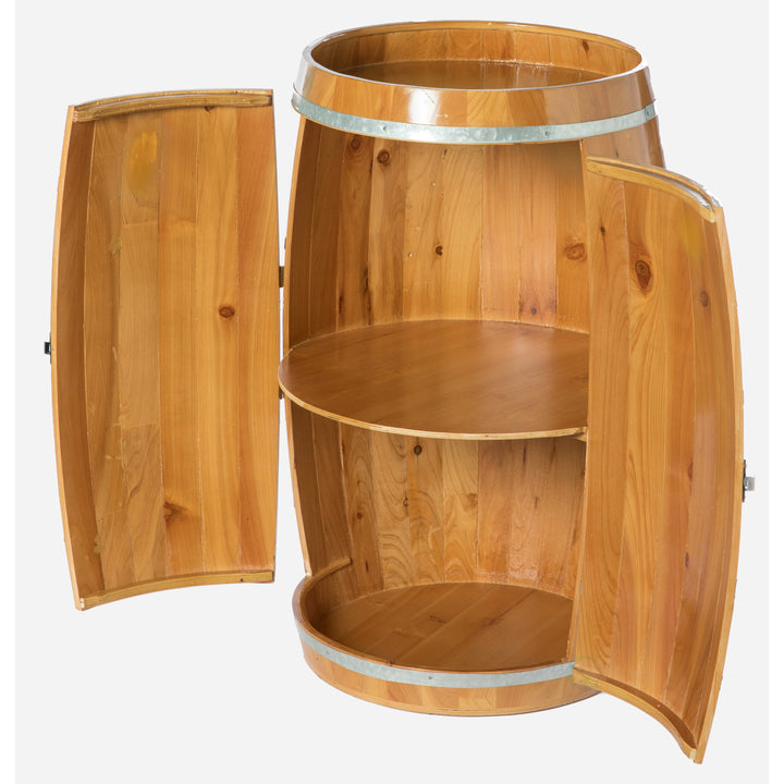 Wooden Wine Barrel Shaped Wine Holder, Bar Storage Lockable Storage Cabinet Image 3