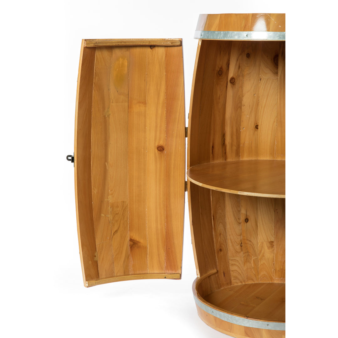 Wooden Wine Barrel Shaped Wine Holder, Bar Storage Lockable Storage Cabinet Image 7
