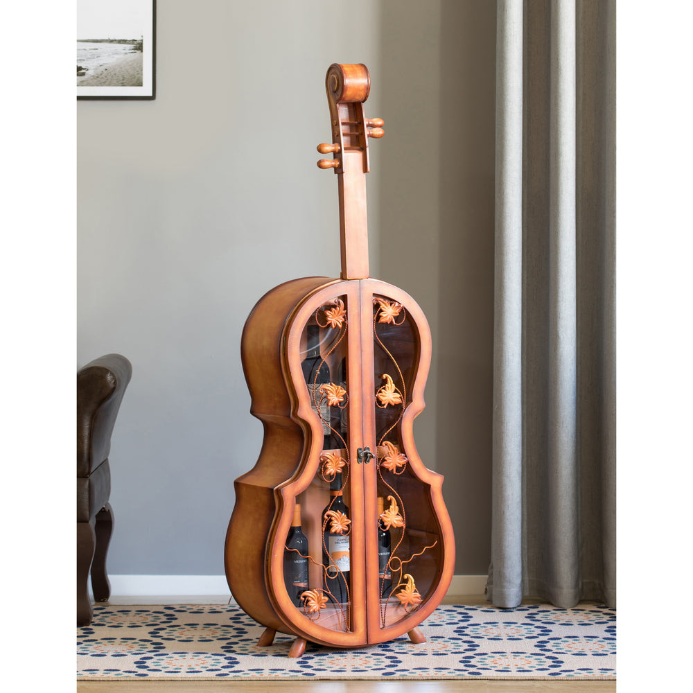 4.5 Feet Tall Violin Shaped Cabinet With 2 Shelf and Acrylic Clear Double Door Image 2
