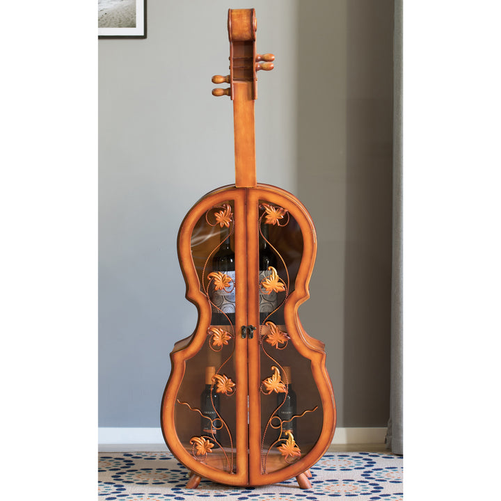 4.5 Feet Tall Violin Shaped Cabinet With 2 Shelf and Acrylic Clear Double Door Image 4