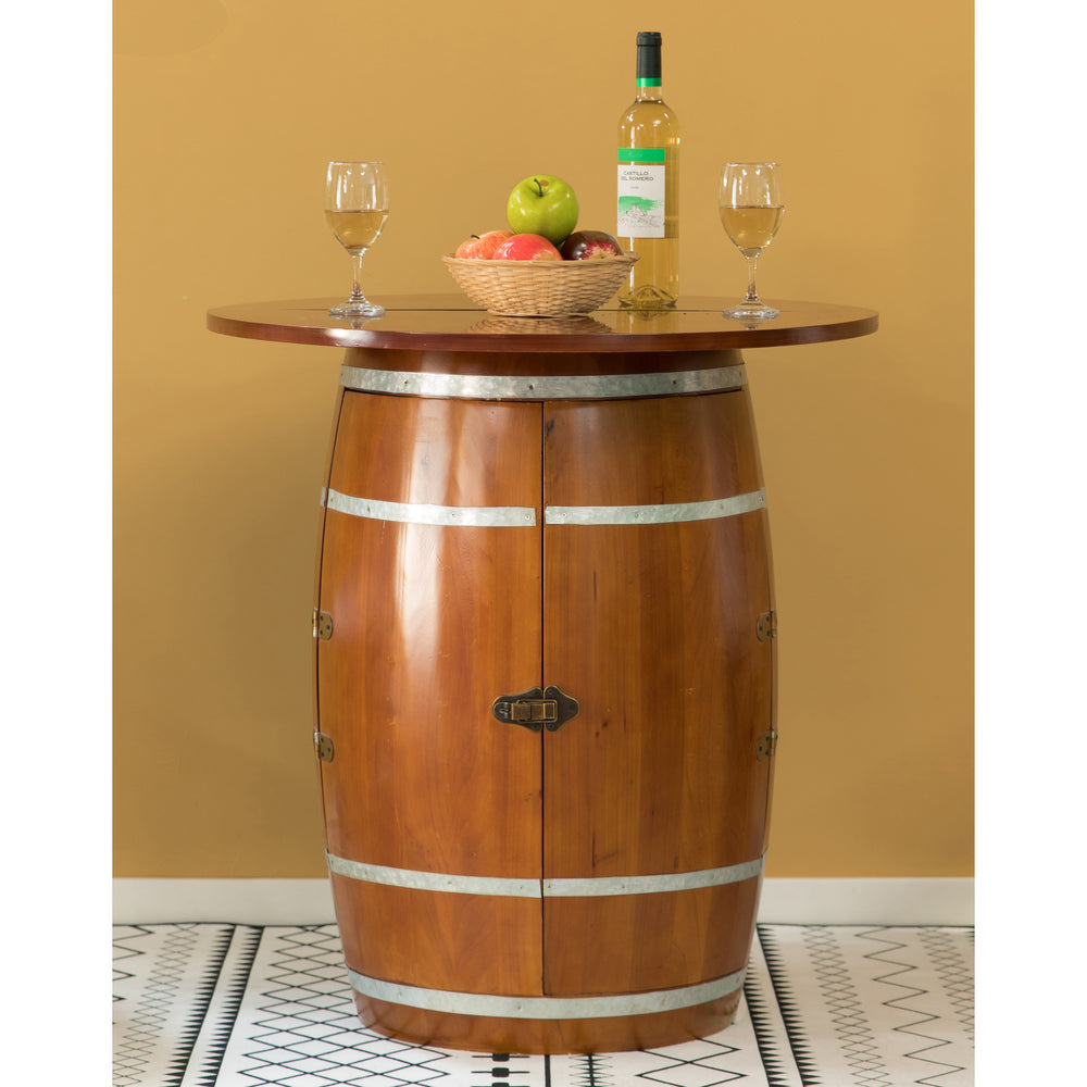 Wine Barrel Round Table Wine Storage Cabinet Image 2