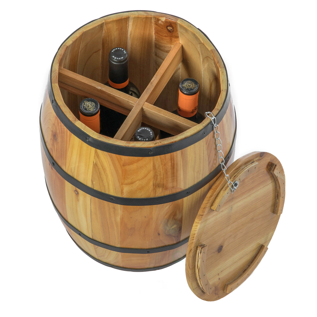 Wine Barrel 4 Sectional Crate With Removable Head Lid Image 3