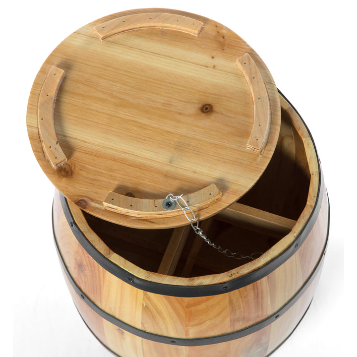 Wine Barrel 4 Sectional Crate With Removable Head Lid Image 6