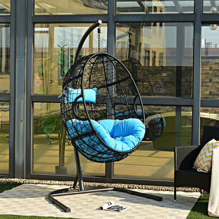 Hammock Chair with Stand Hanging Cushioned Swing Egg Chair for Indoor Image 1