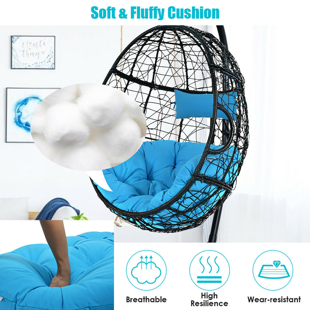 Hammock Chair with Stand Hanging Cushioned Swing Egg Chair for Indoor Image 7