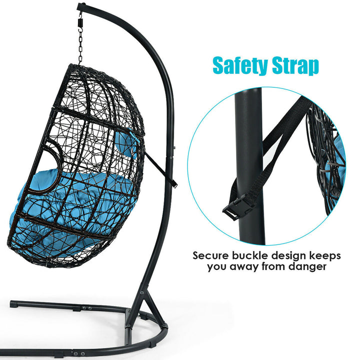 Hammock Chair with Stand Hanging Cushioned Swing Egg Chair for Indoor Image 8