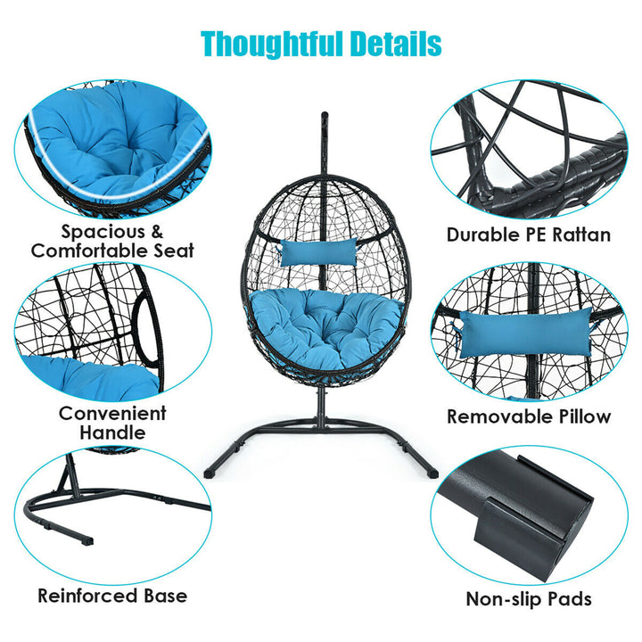 Hammock Chair with Stand Hanging Cushioned Swing Egg Chair for Indoor Image 10