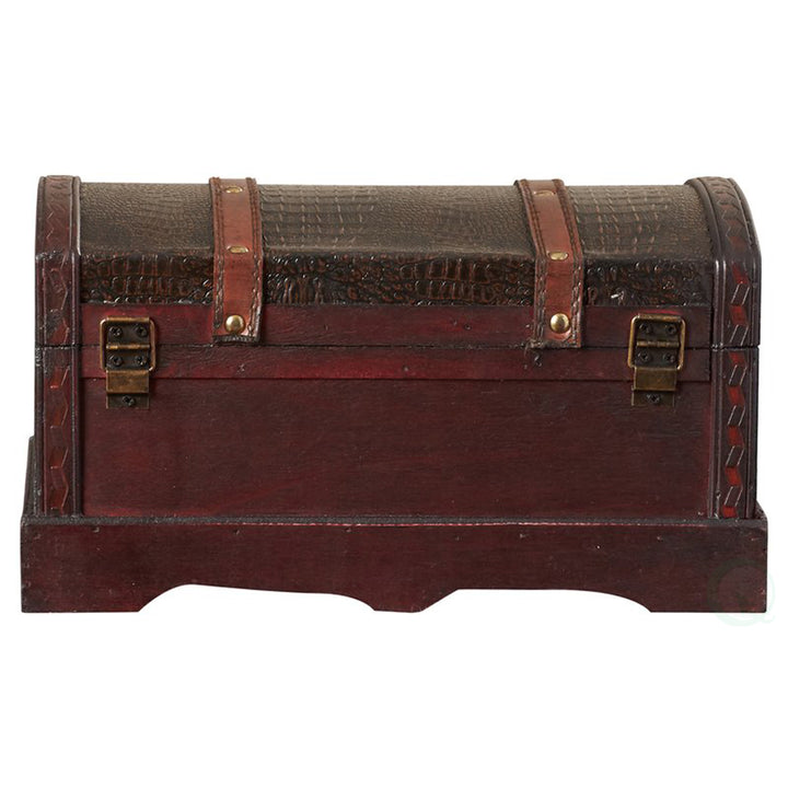 Decorative Leather Suitcase Trunk 14.5x12 Antique Storage Treasure Box Image 5